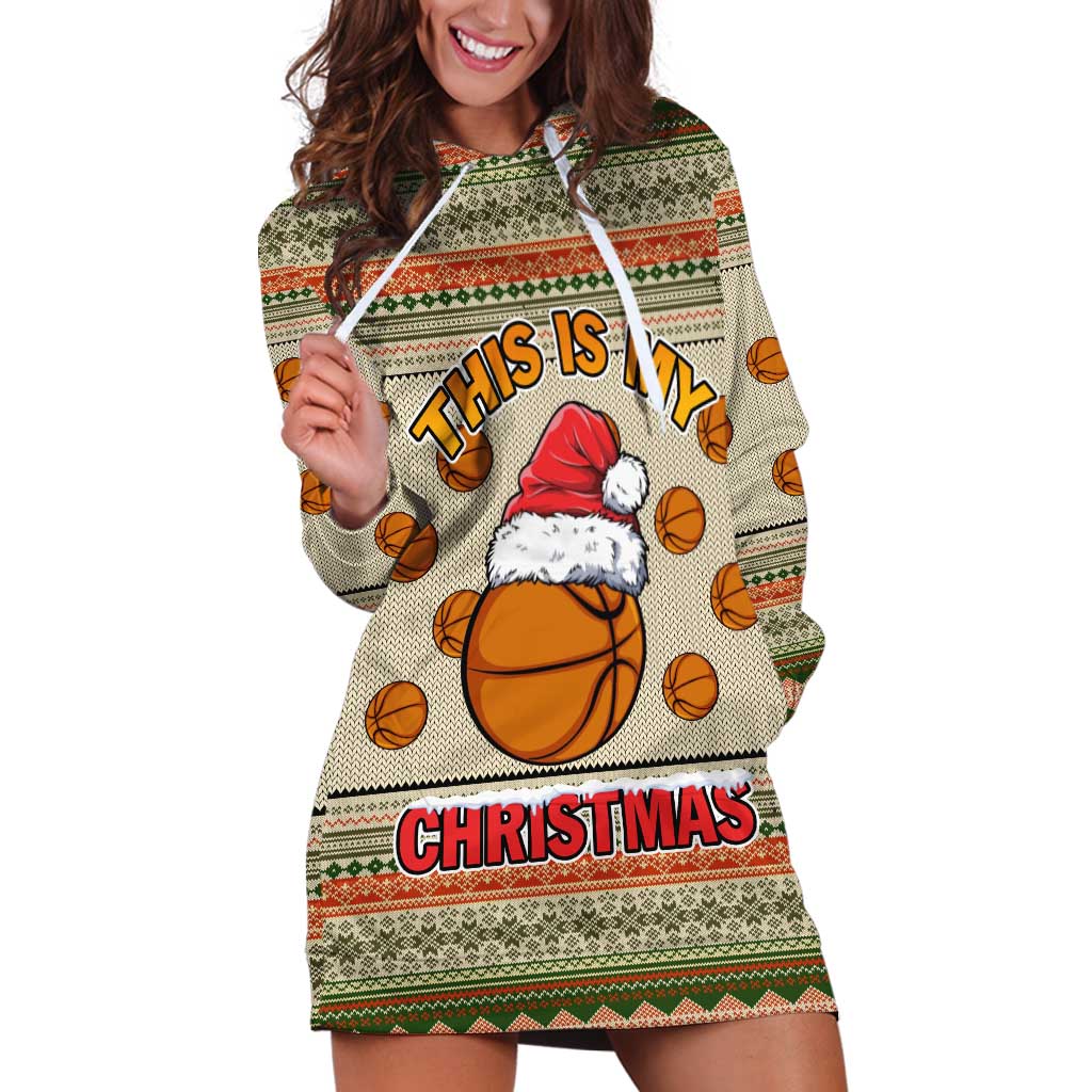 Basketball Winter Christmas Hoodie Dress Xmas Holiday Patterns TS04