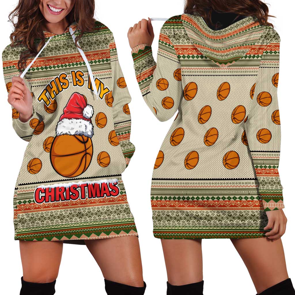 Basketball Winter Christmas Hoodie Dress Xmas Holiday Patterns TS04