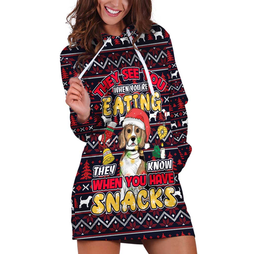 Beagle Dog They Know When You Have Snacks Christmas Hoodie Dress Xmas Holiday Patterns TS04