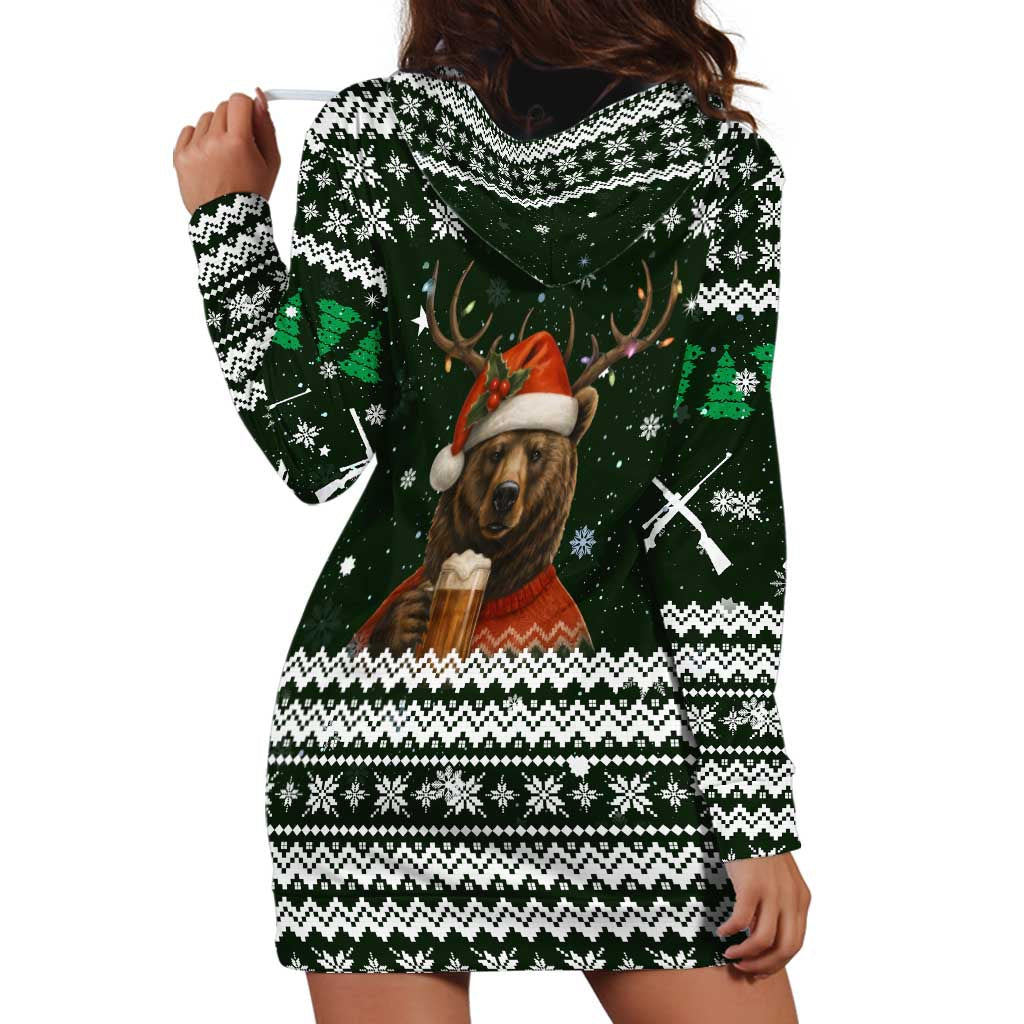Bear Hunting and Beer Christmas Hoodie Dress Xmas Holiday Patterns TS04