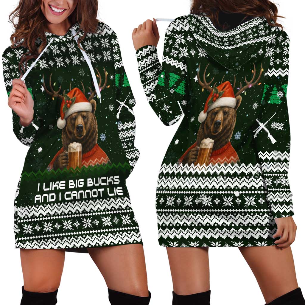 Bear Hunting and Beer Christmas Hoodie Dress Xmas Holiday Patterns TS04