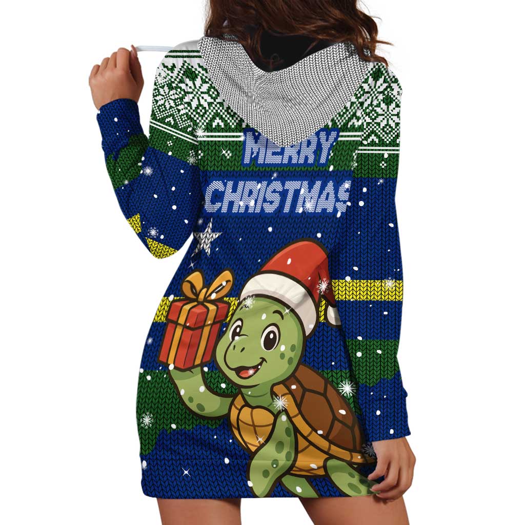 Curacao Christmas Hoodie Dress with Santa Turtle Ocean Waves Snowflakes and Holiday Gift Design TS04