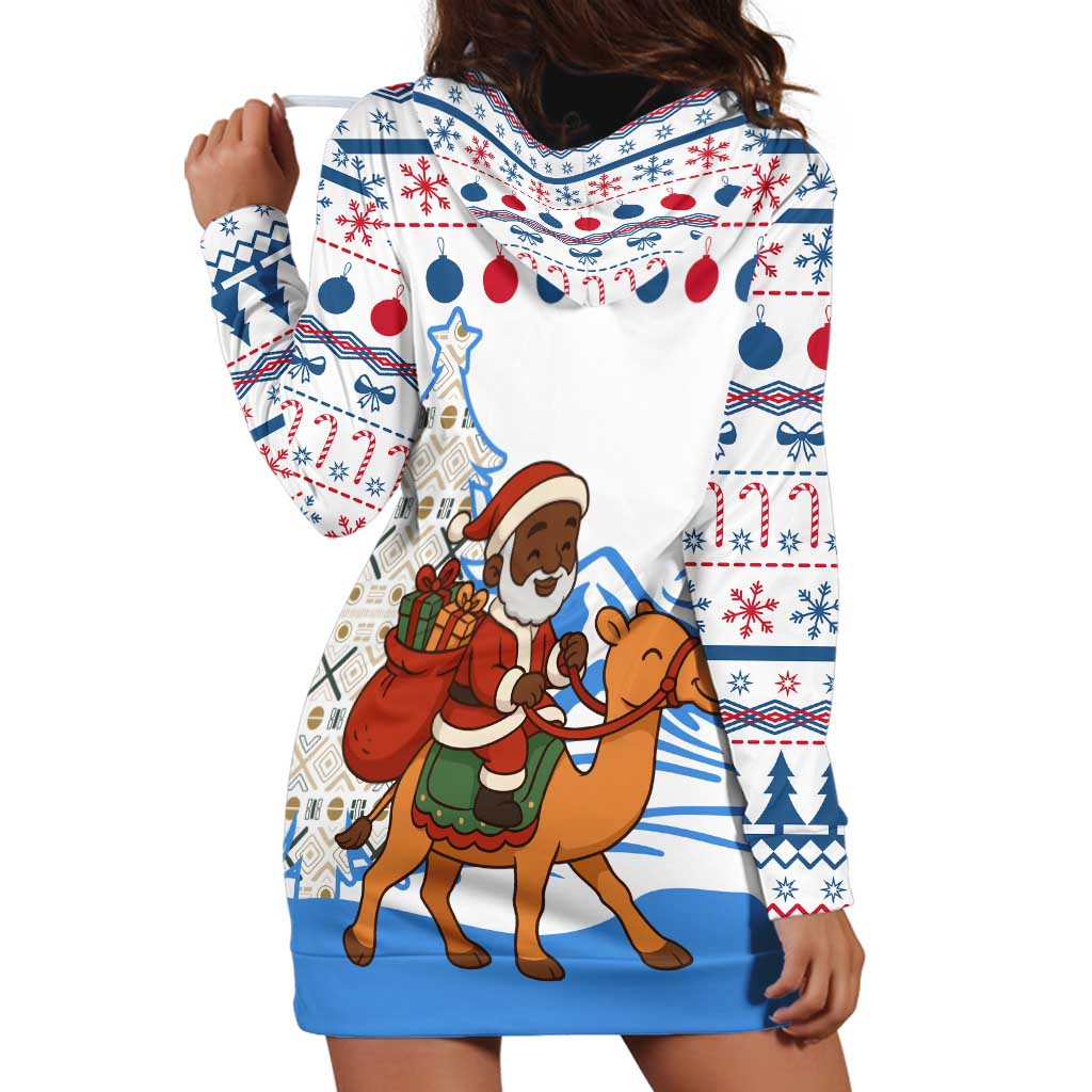 Somalia Christmas Hoodie Dress with Santa on Camel Christmas Tree Ornaments Candy Canes and Snowflake TS04