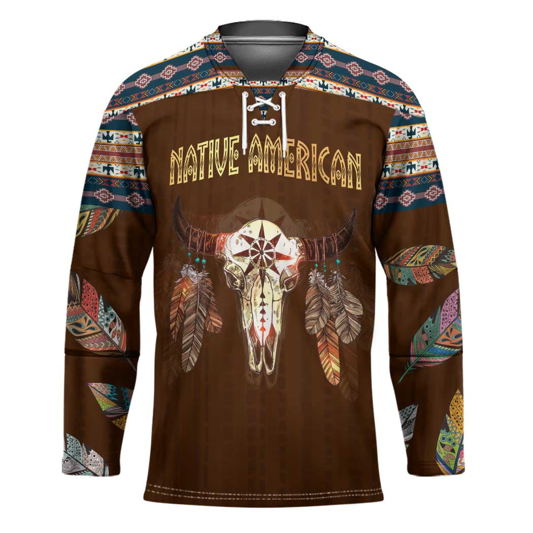Native Skull Christmas Design Hockey Jersey Xmas Holiday Patterns TS04