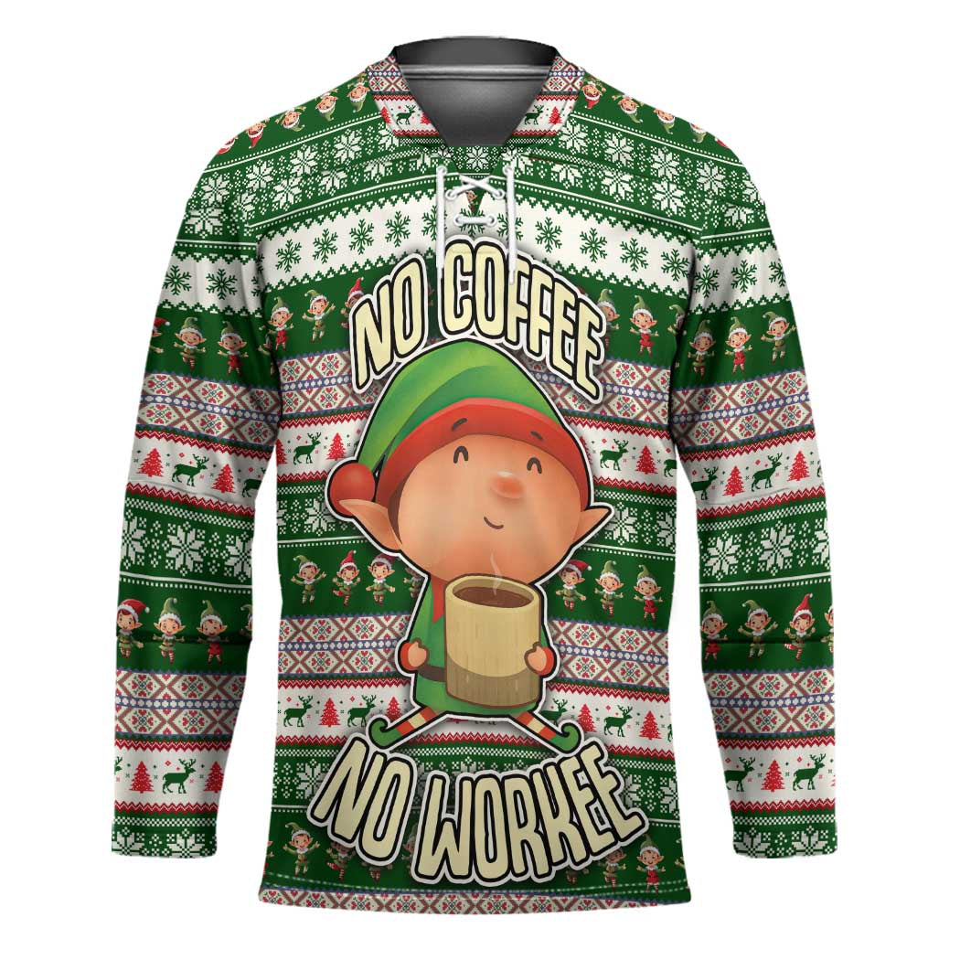 No Coffee No Workee Christmas Design Hockey Jersey Xmas Holiday Patterns TS04