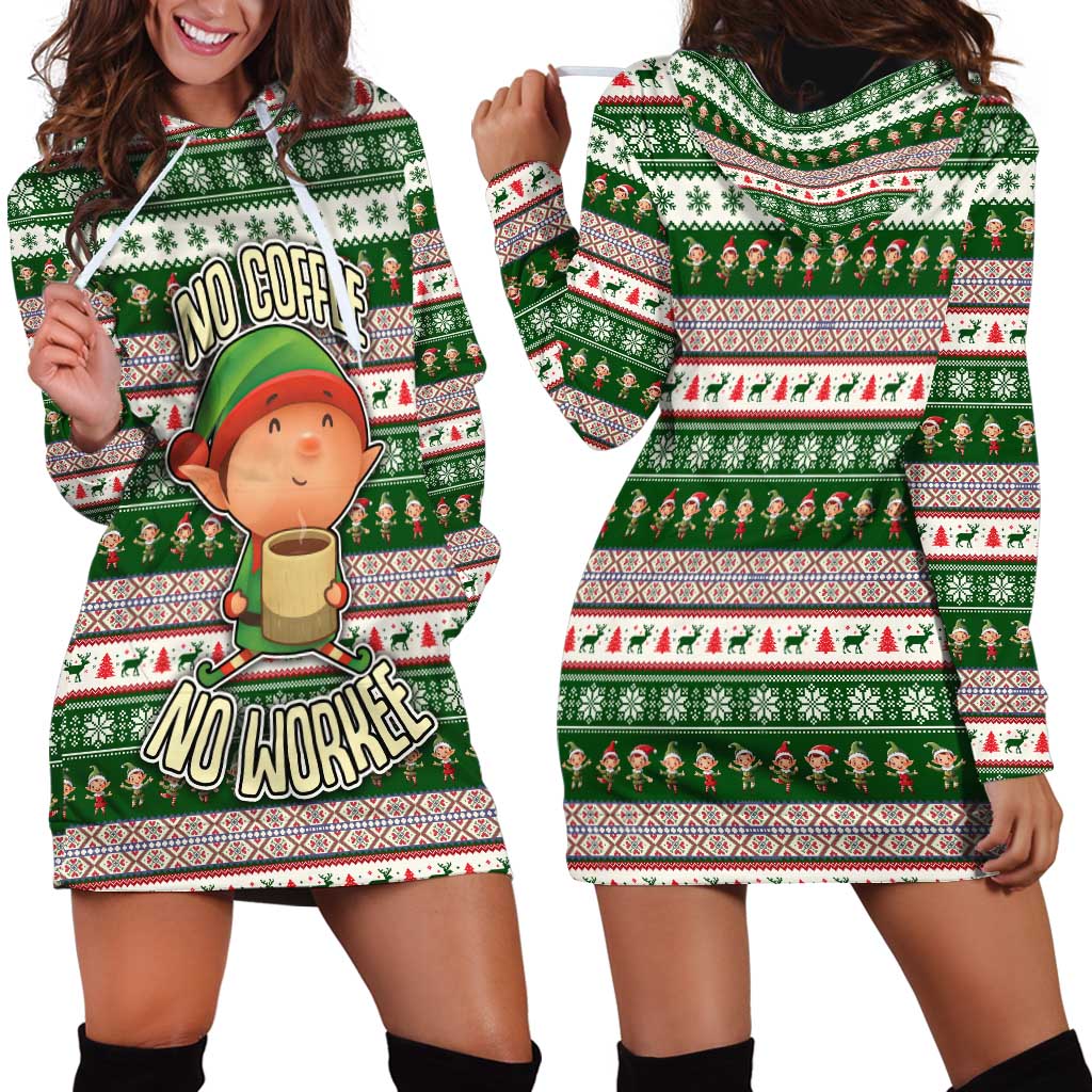 No Coffee No Workee Christmas Design Hoodie Dress Xmas Holiday Patterns TS04