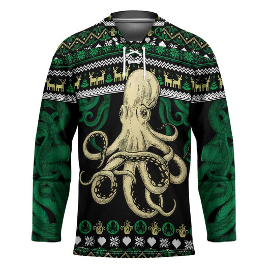 Octopus Cool Christmas Design Hockey Jersey Xmas Holiday Patterns TS04