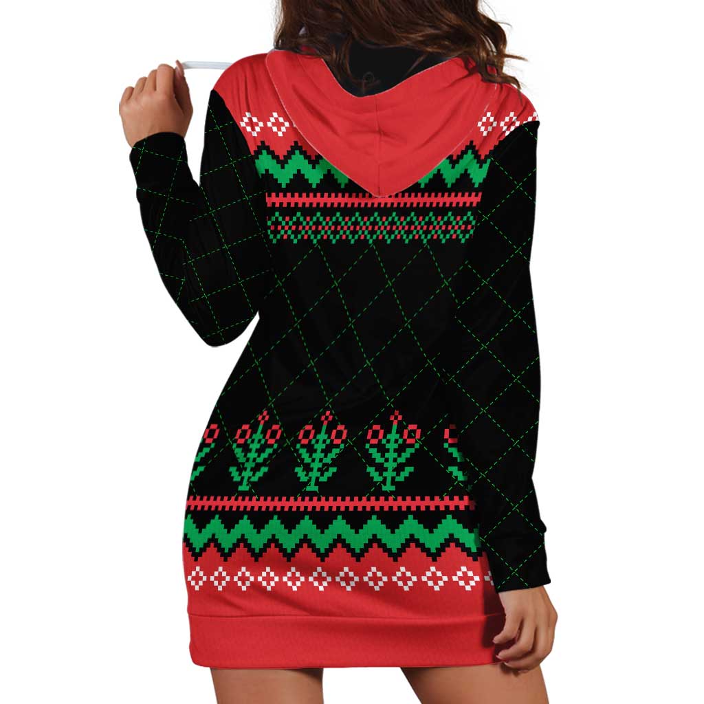 Christmas Cat Hoodie Dress with Grumpy Cat in Santa Hat Holiday Lights TS04