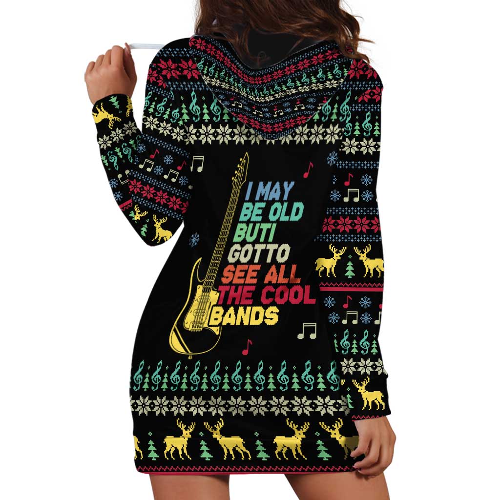 Christmas Vintage Guitar Hoodie Dress Xmas Holiday Patterns TS04