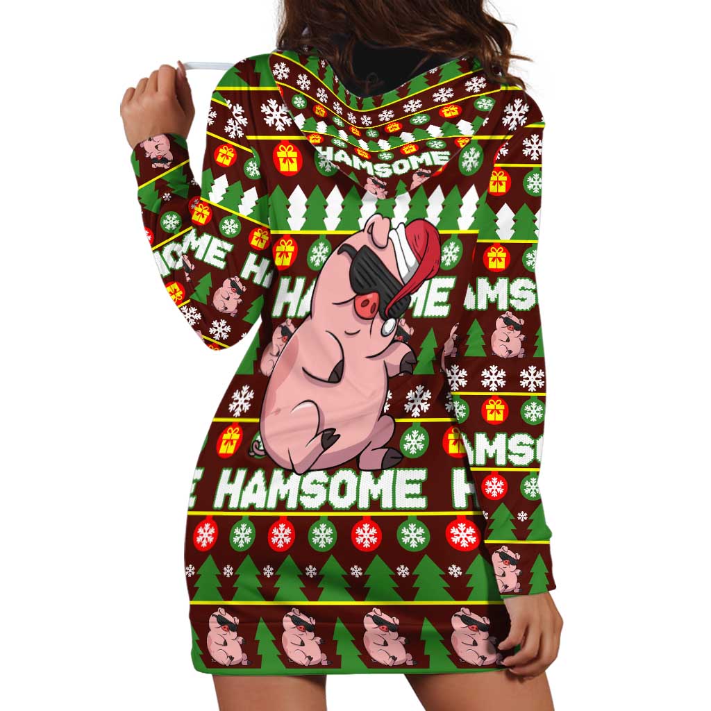 Hamsome Cute Pig Christmas Hoodie Dress Xmas Holiday Patterns TS04