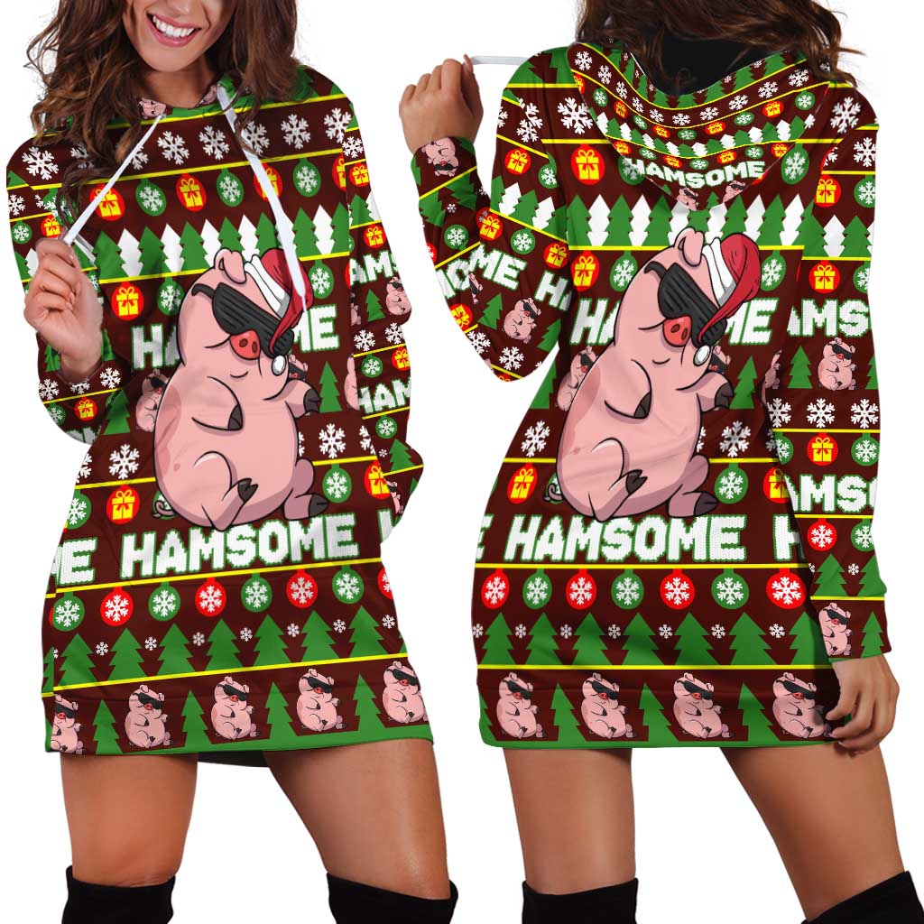 Hamsome Cute Pig Christmas Hoodie Dress Xmas Holiday Patterns TS04