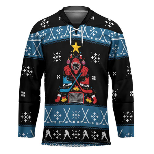 Happy Hockeyday Christmas Hockey Jersey Xmas Holiday Patterns TS04