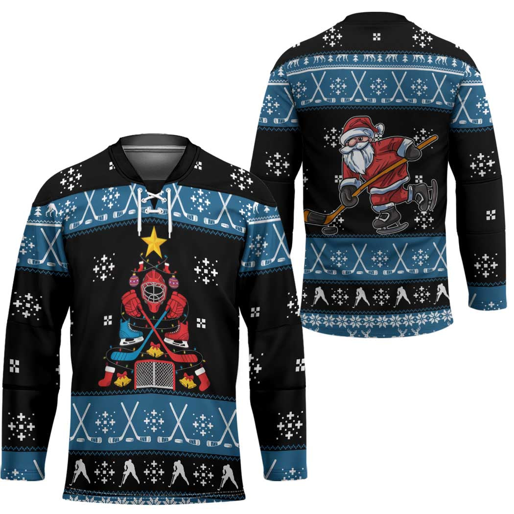 Happy Hockeyday Christmas Hockey Jersey Xmas Holiday Patterns TS04