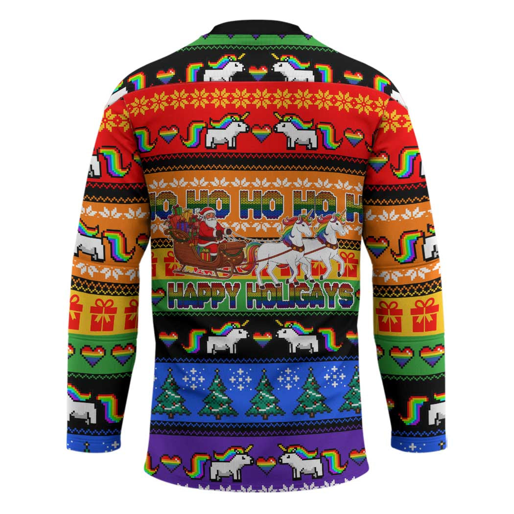 Happy Holigays Christmas Hockey Jersey Xmas Holiday Patterns TS04