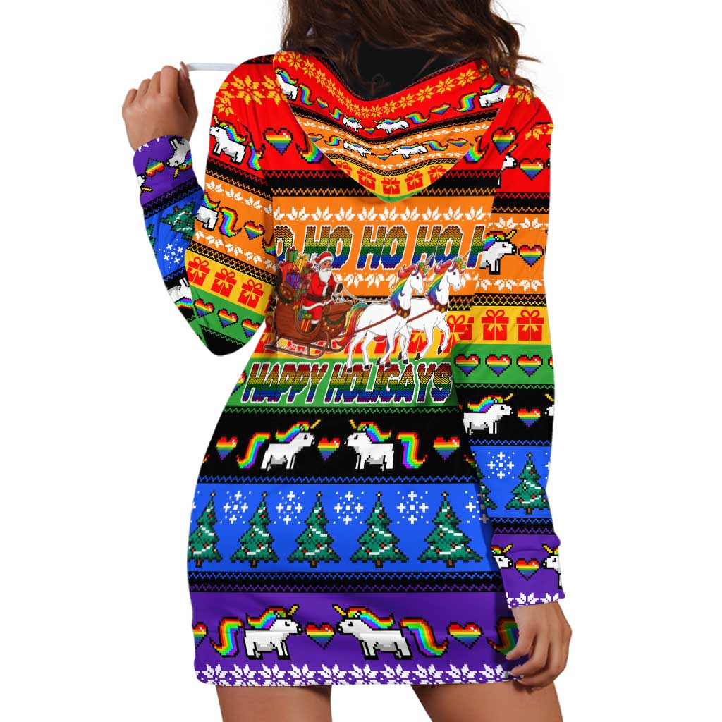 Happy Holigays Christmas Hoodie Dress Xmas Holiday Patterns TS04