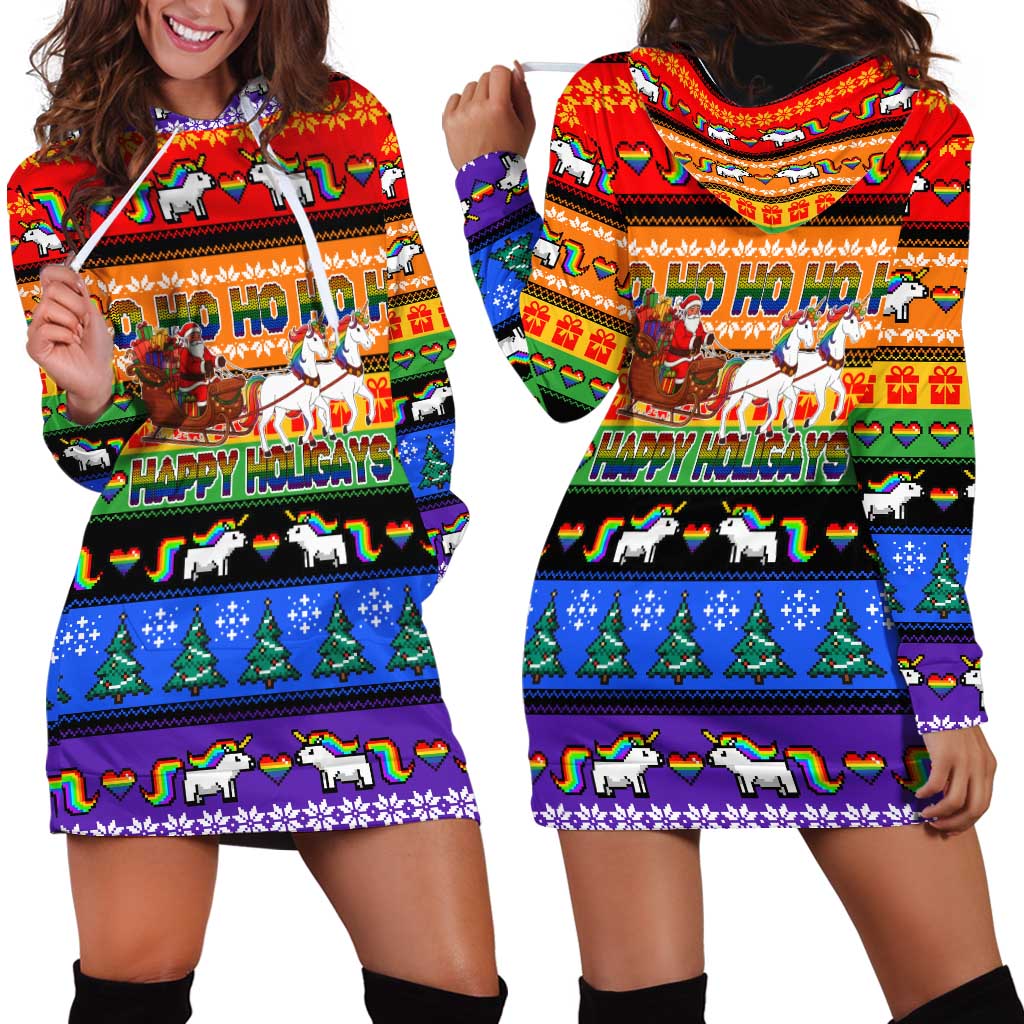 Happy Holigays Christmas Hoodie Dress Xmas Holiday Patterns TS04