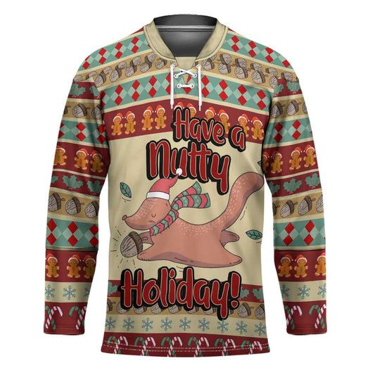Have A Nutty Holiday Christmas Christmas Hockey Jersey Xmas Holiday Patterns TS04