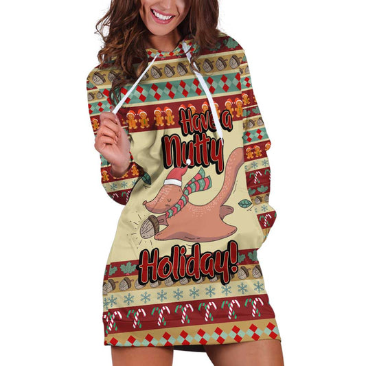 Have A Nutty Holiday Christmas Christmas Hoodie Dress Xmas Holiday Patterns TS04