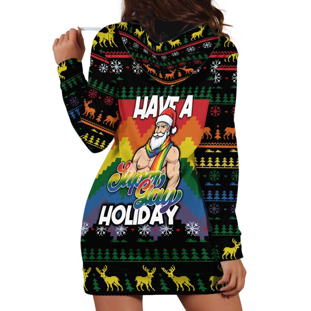 Have A Super Gay Holiday Christmas Hoodie Dress Xmas Holiday Patterns TS04