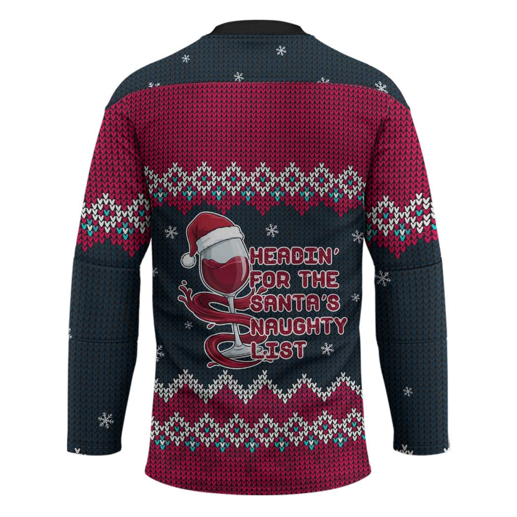 Headin For Santas Naughty Christmas Christmas Hockey Jersey Xmas Holiday Patterns TS04