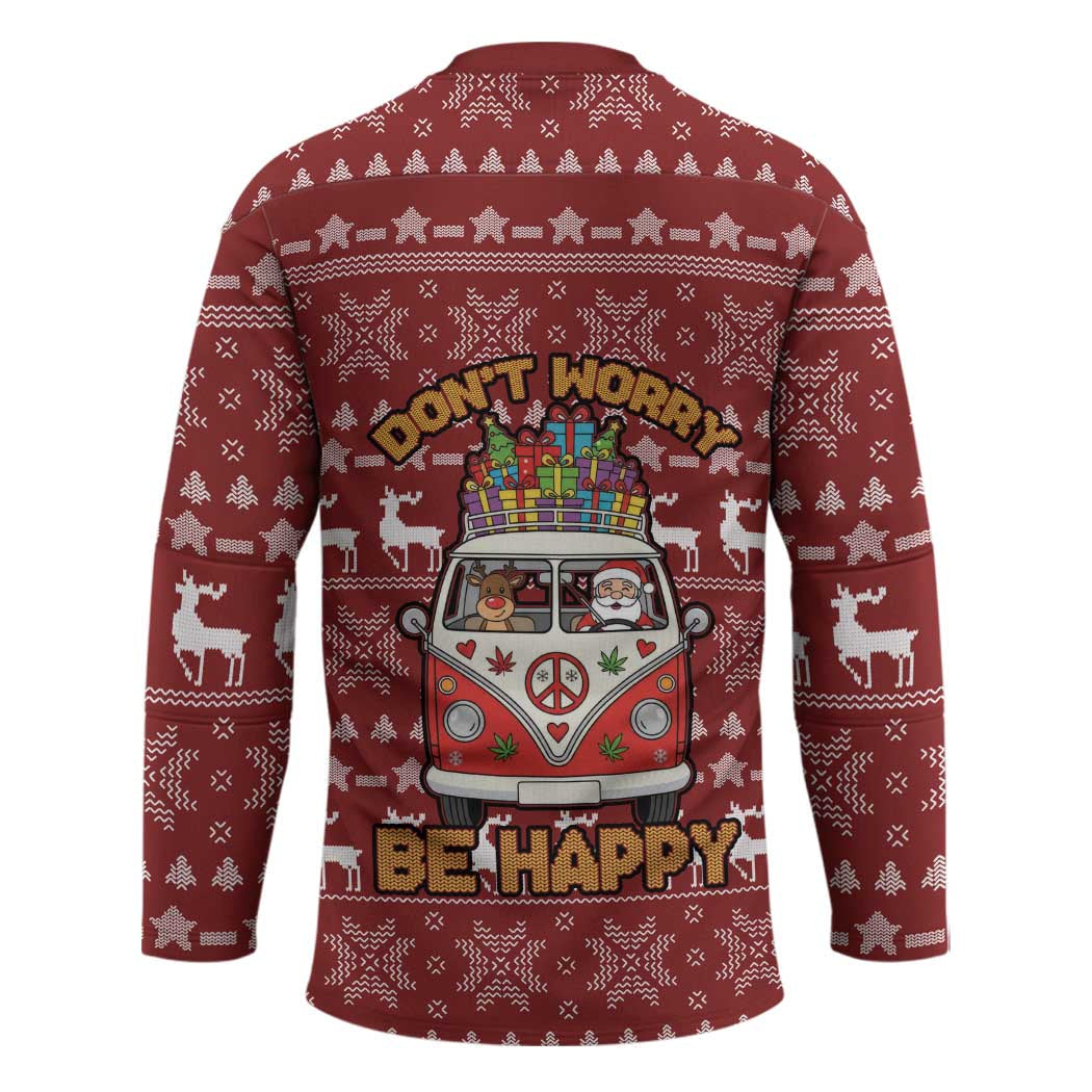 Hippie Car Santa Claus Christmas Hockey Jersey Xmas Holiday Patterns TS04