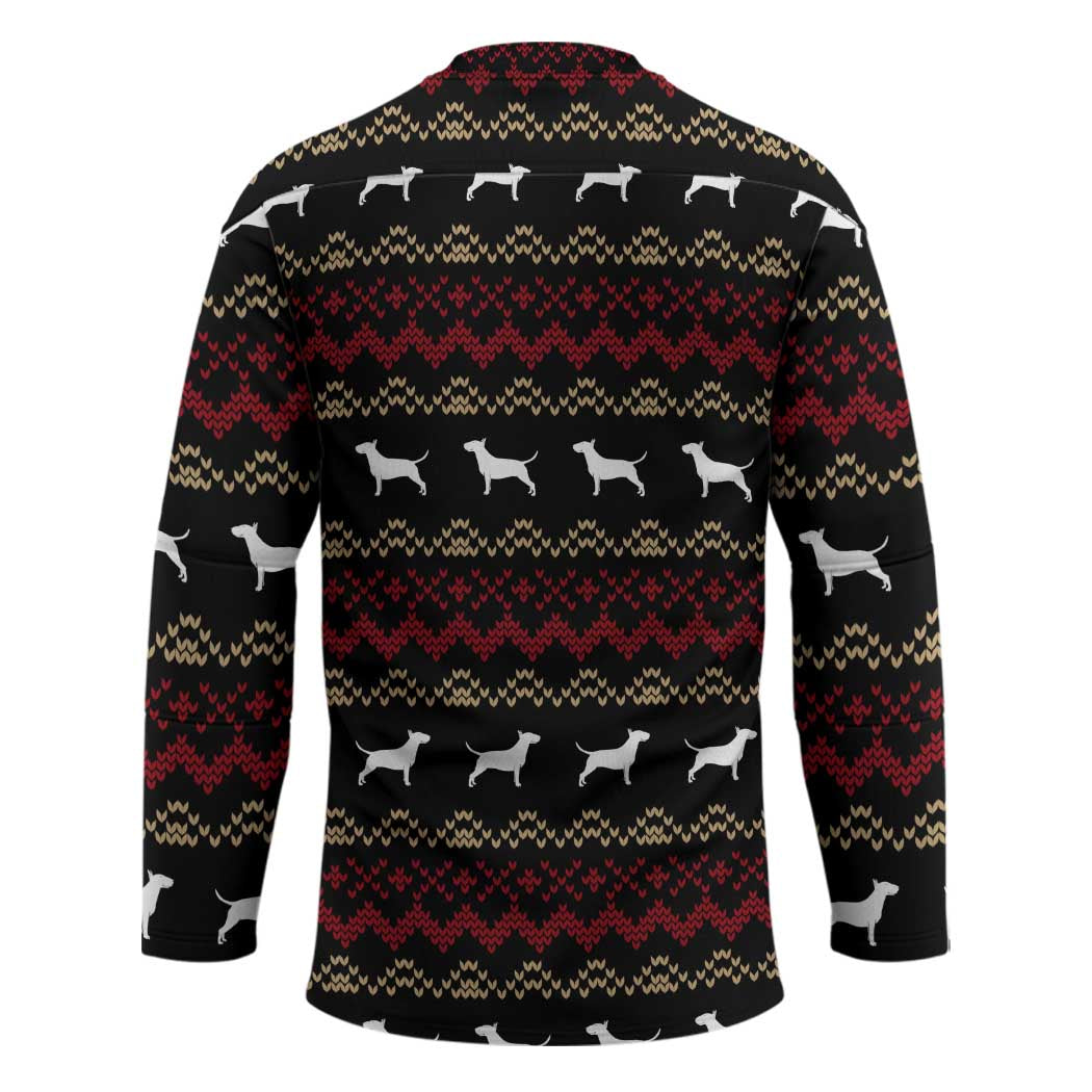 Christmas Bull Dog Terrier Hockey Jersey Xmas Holiday Patterns TS04