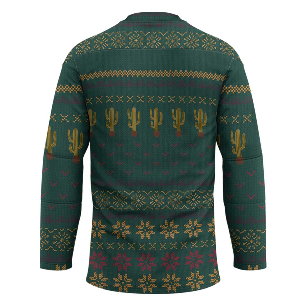 Cactus Christmas Hockey Jersey Xmas Holiday Patterns TS04