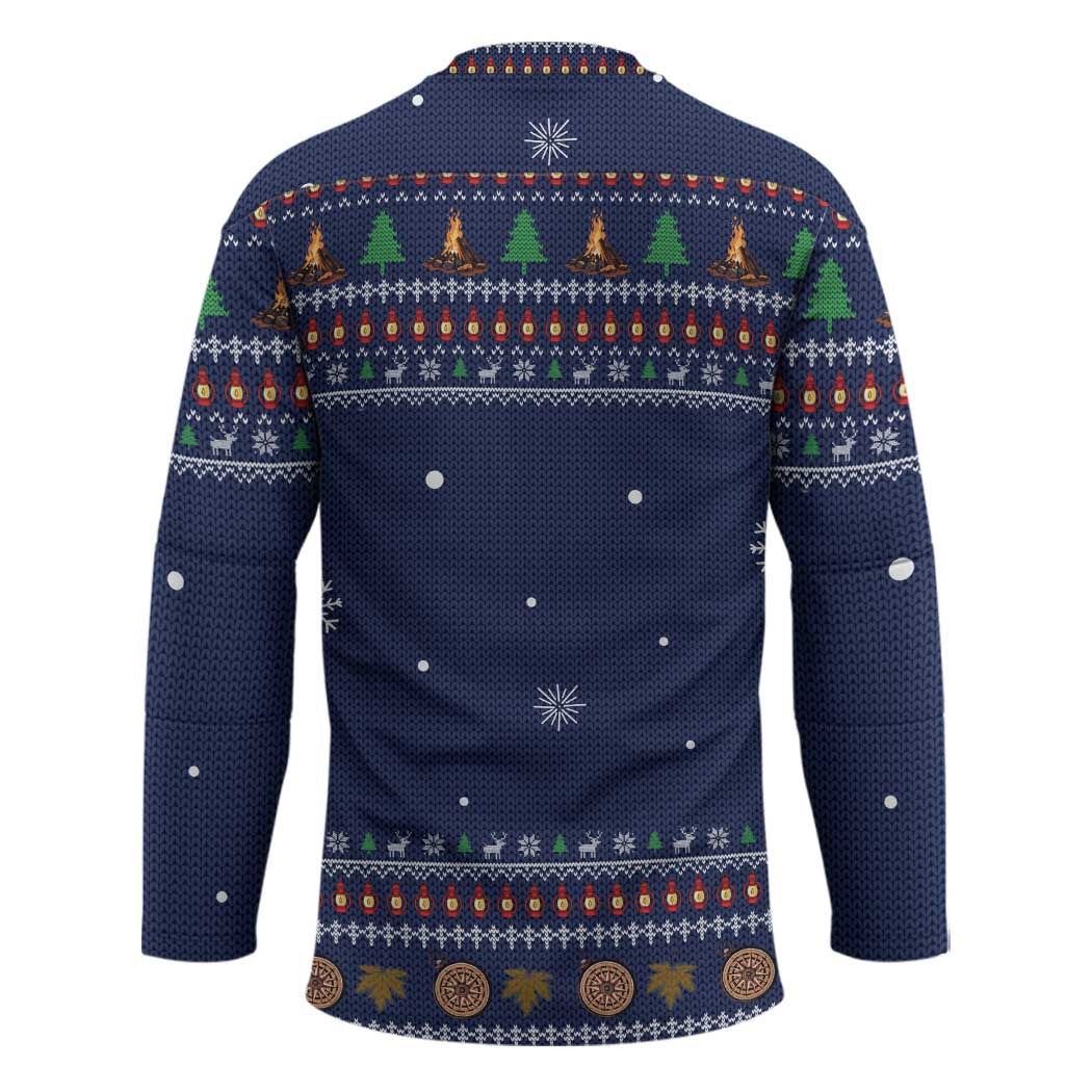 Camping I Hate People Christmas Hockey Jersey Xmas Holiday Patterns TS04