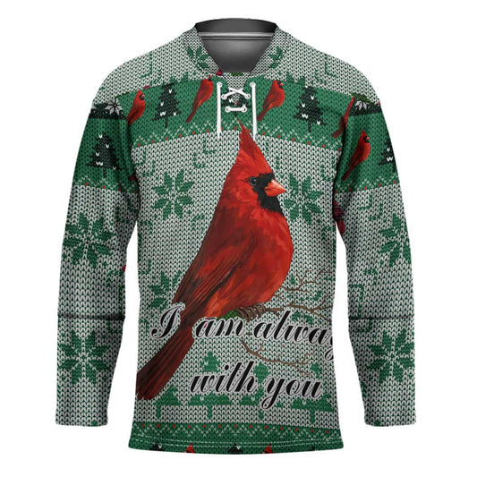 Cardinal I am Always With You Christmas Hockey Jersey Xmas Holiday Patterns TS04