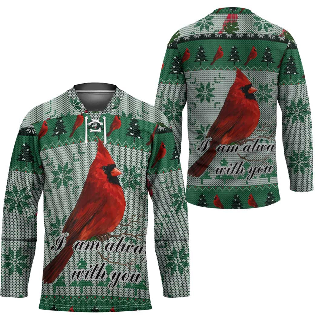 Cardinal I am Always With You Christmas Hockey Jersey Xmas Holiday Patterns TS04