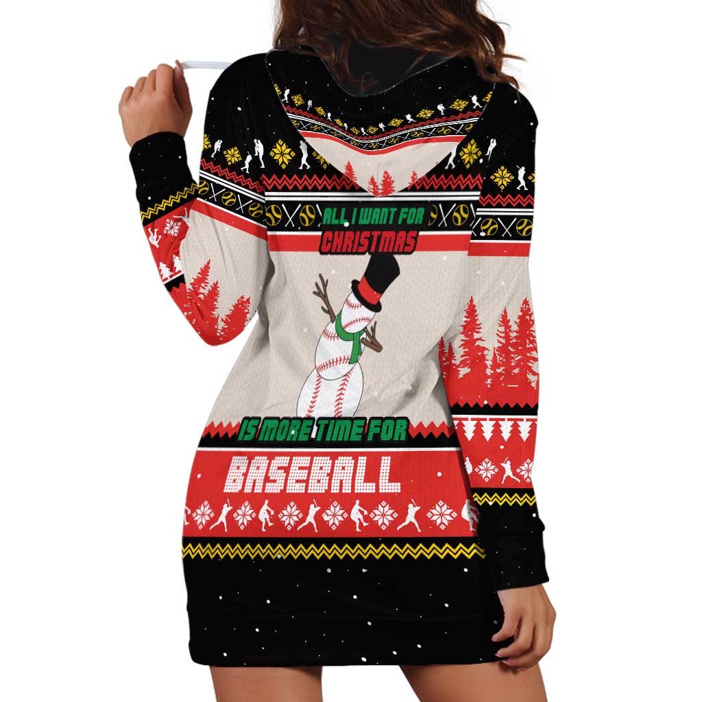 Is More Time for Baseball Design Hoodie Dress with Baseball Snowman All I Want for Christmas TS04