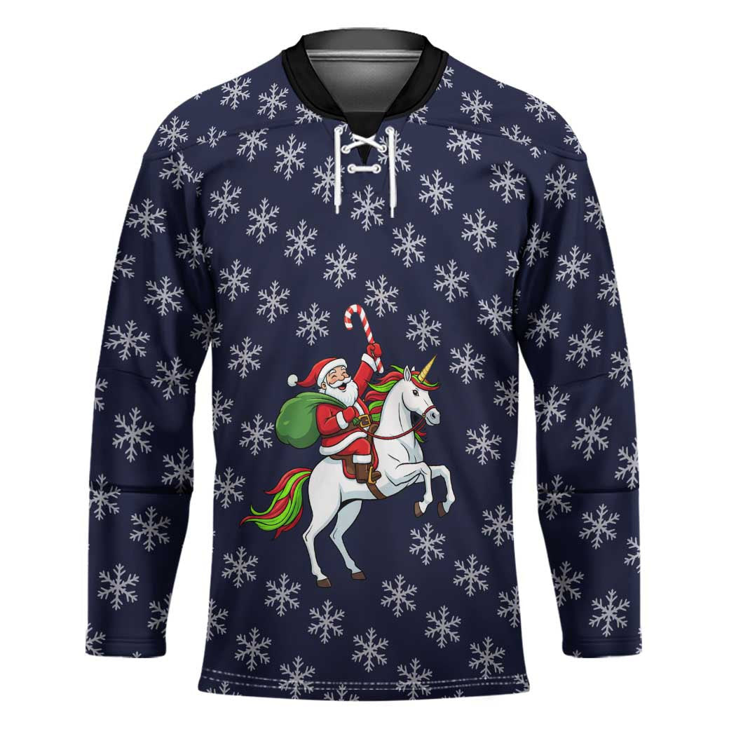 Horse And Santa Claus Christmas Christmas Hockey Jersey Xmas Holiday Patterns TS04