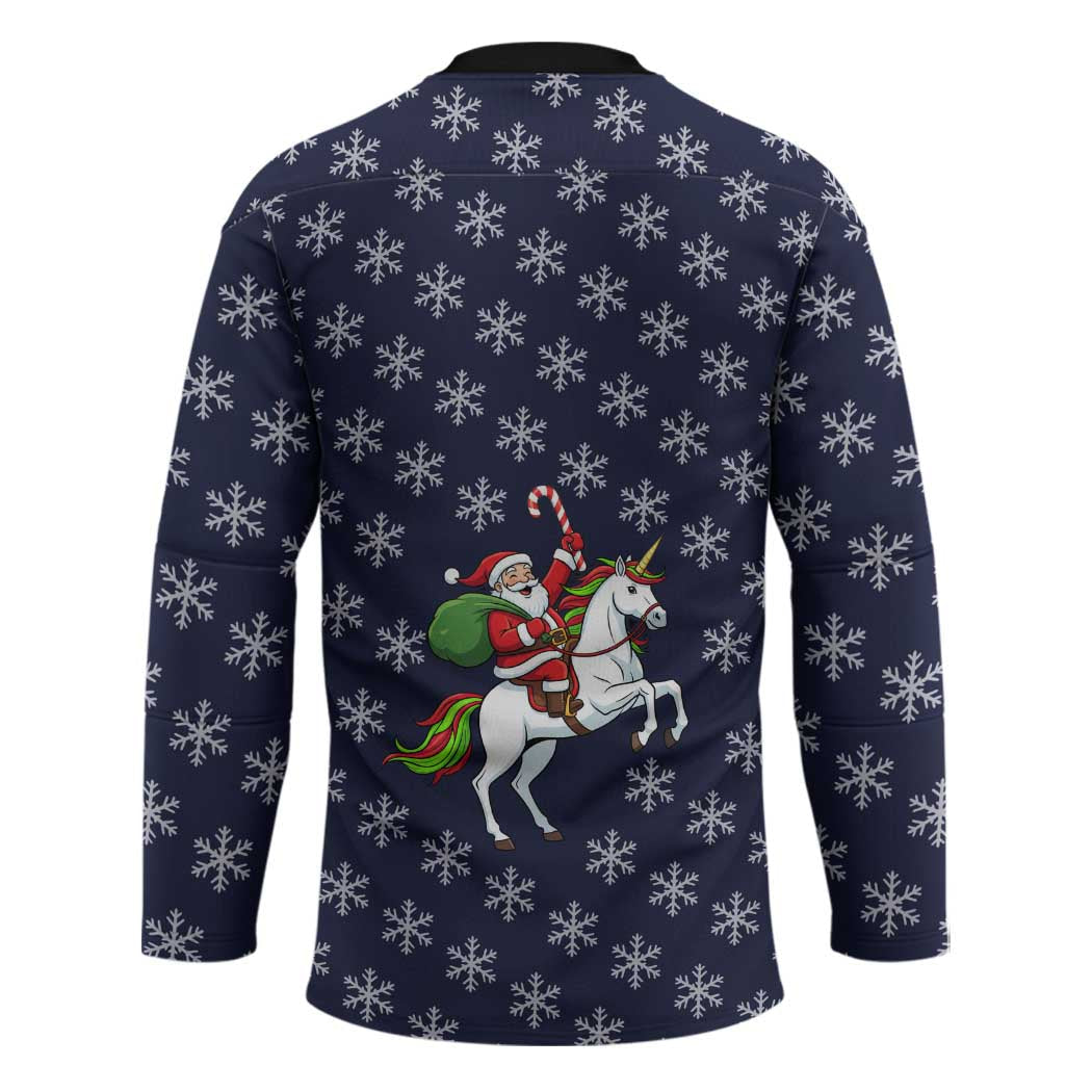 Horse And Santa Claus Christmas Christmas Hockey Jersey Xmas Holiday Patterns TS04