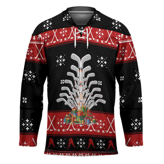 Hockey Is Back Christmas Hockey Jersey Xmas Holiday Patterns TS04