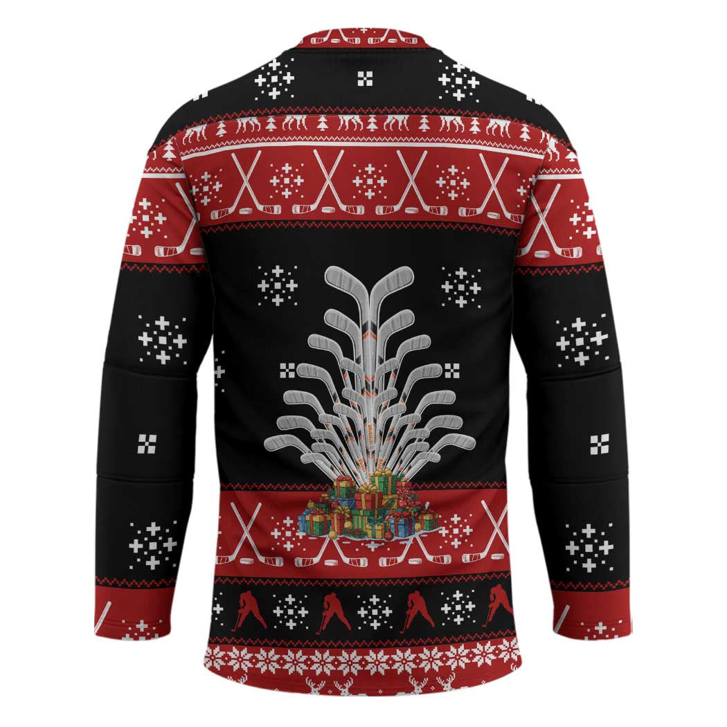 Hockey Is Back Christmas Hockey Jersey Xmas Holiday Patterns TS04