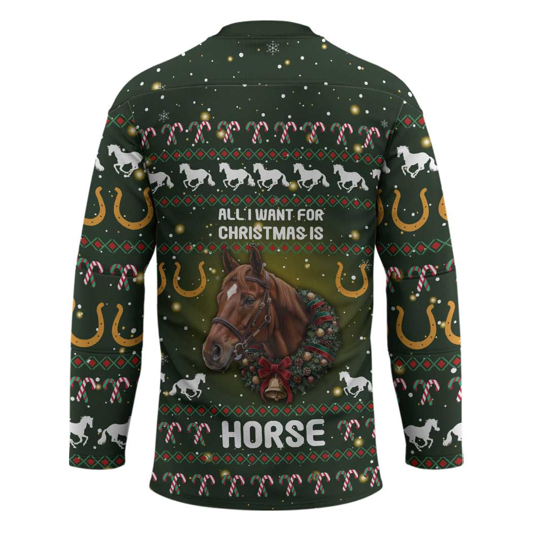 Horse All I Need For Christmas Christmas Hockey Jersey Xmas Holiday Patterns TS04