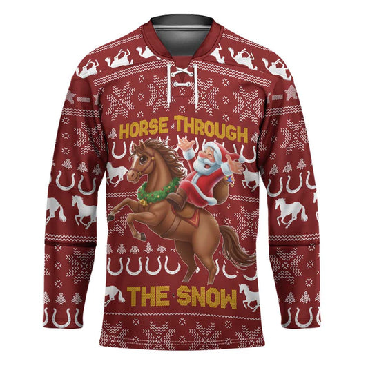 Horse Through The Snow Christmas Design Hockey Jersey Xmas Holiday Patterns TS04