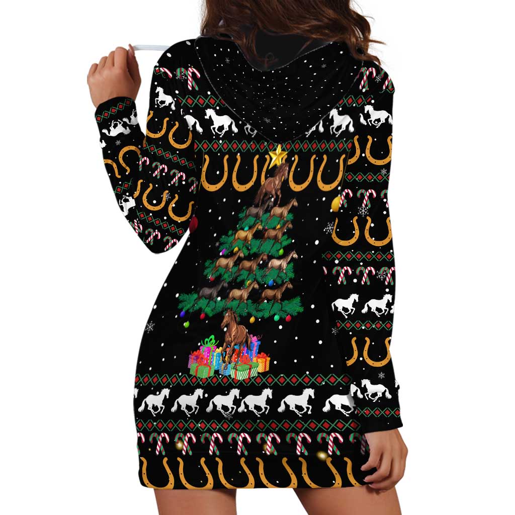 Horse Christmas Tree Christmas Design Hoodie Dress Xmas Holiday Patterns TS04