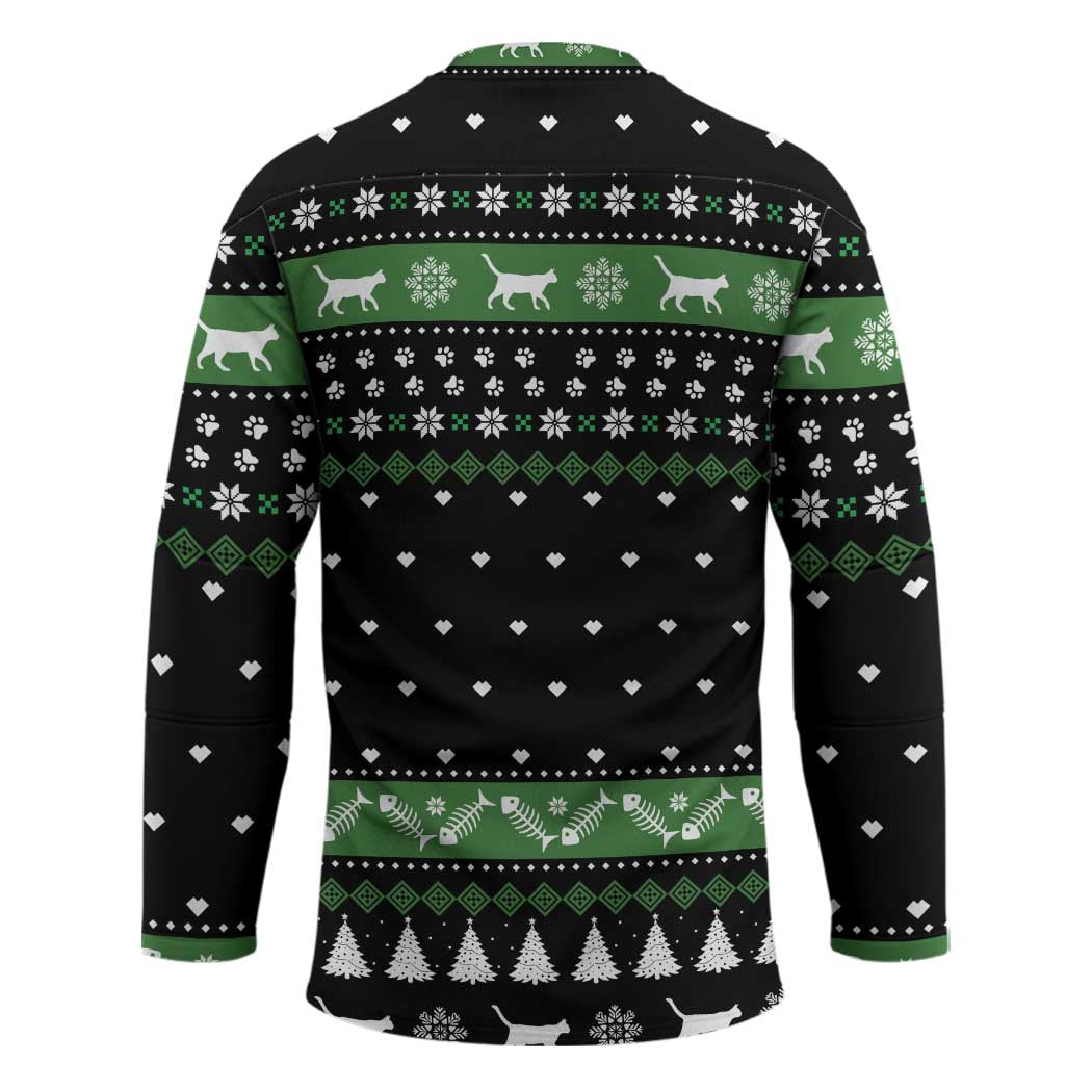 Cat Be Nice Christmas Hockey Jersey Xmas Holiday Patterns TS04