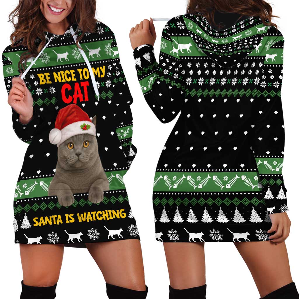 Cat Be Nice Christmas Hoodie Dress Xmas Holiday Patterns TS04