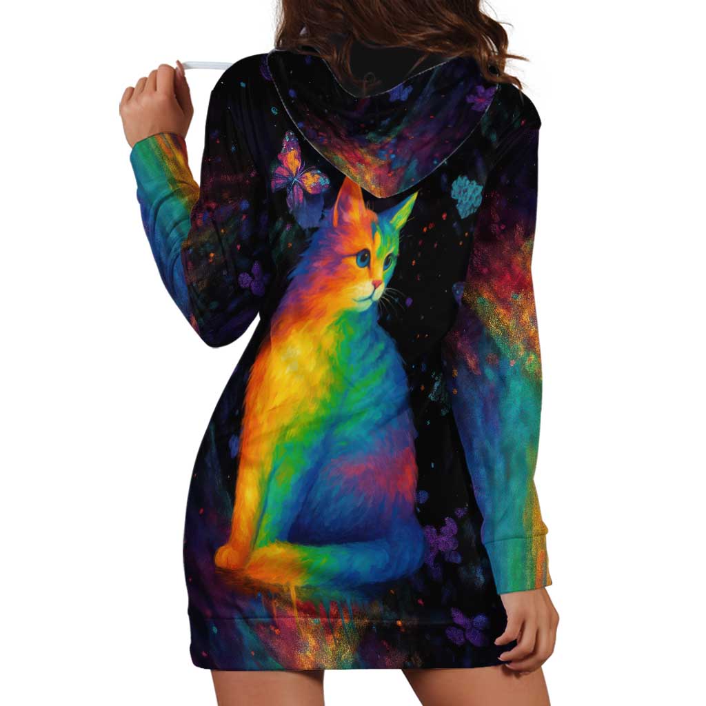 Cat Colorful Christmas Hoodie Dress Xmas Holiday Patterns TS04