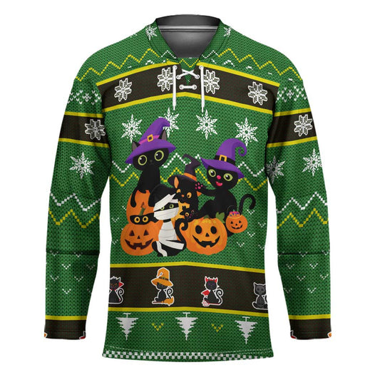 Cat Cute Witcher Noel Christmas Hockey Jersey Xmas Holiday Patterns TS04