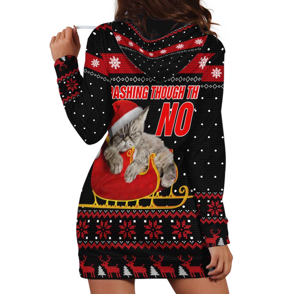 Cat Dashing Through The No Christmas Hoodie Dress Xmas Holiday Patterns TS04