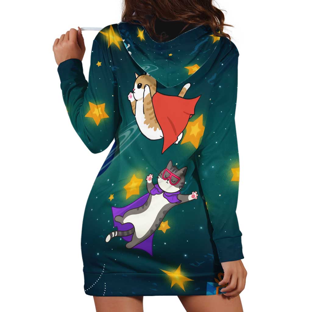 Cat Galaxy Christmas Hoodie Dress Xmas Holiday Patterns TS04