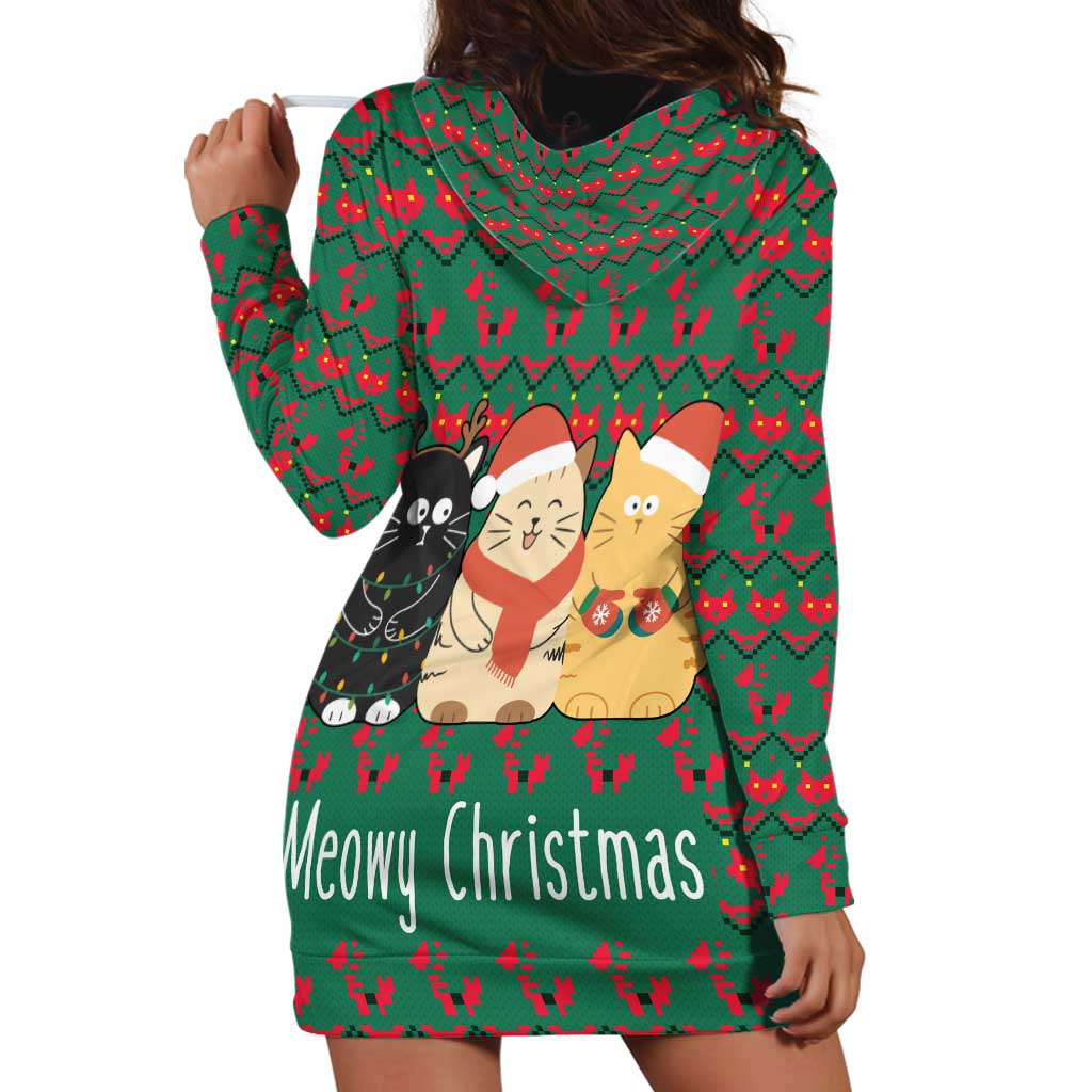 Cat Meowy Christmas Hoodie Dress Xmas Holiday Patterns TS04