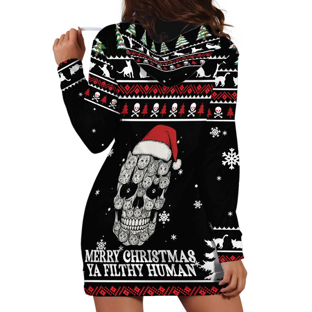 Cat Skull Santa Christmas Hoodie Dress Xmas Holiday Patterns TS04