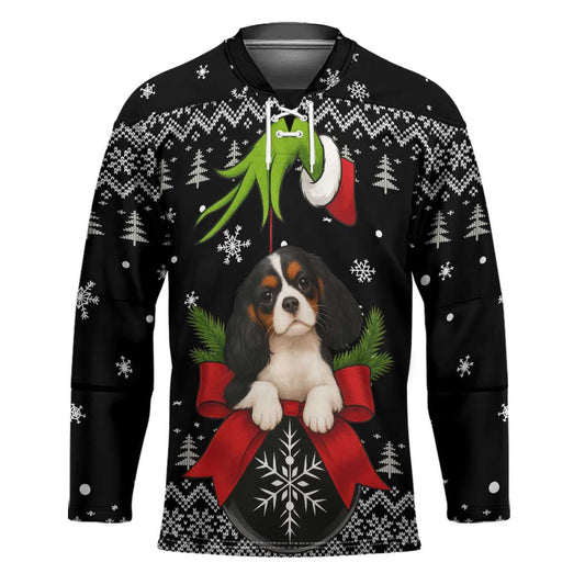 Cavalier King Charles Spaniel Xmas Ball Christmas Hockey Jersey Xmas Holiday Patterns TS04