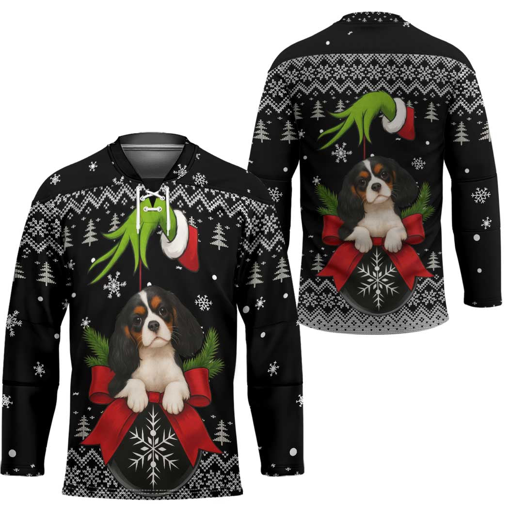 Cavalier King Charles Spaniel Xmas Ball Christmas Hockey Jersey Xmas Holiday Patterns TS04