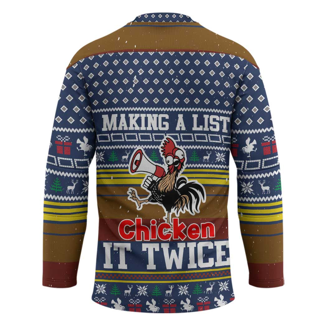 Chicken It Twice Christmas Hockey Jersey Xmas Holiday Patterns TS04