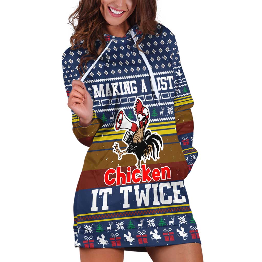 Chicken It Twice Christmas Hoodie Dress Xmas Holiday Patterns TS04